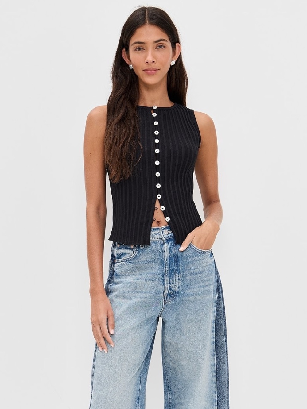 Free People Tilly Ribbed Vest, L